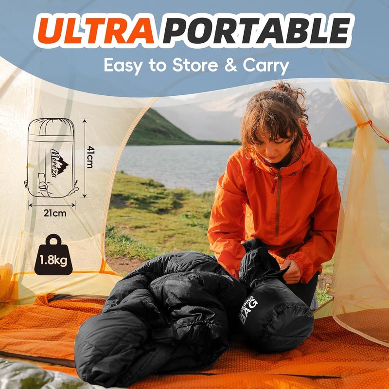 Mereza Sleeping Bags XL for Adults Cold Weather Mens Large Wide Sleeping Bag for Big and Tall Girls Boys with Compression Sack for Camping Backpacking Warm & Cool Weather - Image 5